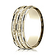 7.5mm 14K Yellow Gold Double Hammered Center Benchmark Wedding Band thumb 0
