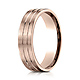6mm 14K Rose Gold Parallel Grooves Satin Finished Benchmark Wedding Band thumb 0