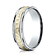 6mm 14K Two-Tone Gold Hammered Benchmark Wedding Band thumb 0