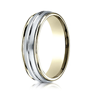6mm 14K Two-Tone High Polished Center Cut Benchmark Wedding Ring