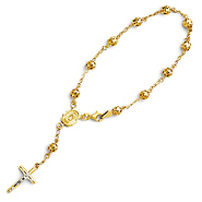 4mm Cut-Out Bead Our Lady of Guadalupe Rosary Bracelet in 14K Two-Tone Gold
