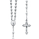 4mm Mirrorball Bead Our Lady of Guadalupe Rosary Necklace in Sterling Silver with Budded Crucifix 20in thumb 0