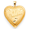 Grandma & Heart Engraved Locket in Yellow Gold Over Sterling Silver