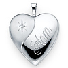 Mom Engraved Diamond Accent Heart Locket in Sterling Silver