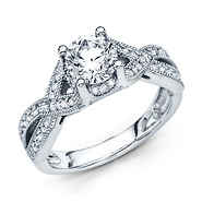 2-Strand Knot Round Diamond Engagement Ring - 14K White Gold 1.32ctw