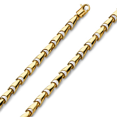 5.1mm 14k Yellow Gold Men's Fancy Bullet Link Chain Bracelet 8.5in
