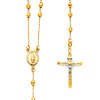 4mm Mirrorball Bead Our Lady of Guadalupe Rosary Necklace in 14K Two-Tone Gold 26in