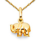 Mini Junior Elephant Charm Necklace with Singapore Chain - 14K Yellow Gold 16-22in thumb 0