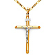 Large Rod Crucifix Necklace with Figaro Chain - 14K Two-Tone Gold 16-24in thumb 0