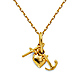 Faith Hope Charity Charm Necklace with Oval Cable Chain - 14K Yellow Gold 16-20in thumb 0