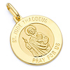 St. Jude Thaddeus Round Medal Pendant in 14K Yellow Gold - Petite
