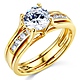 Split Shank 1-CT Round-Cut Solitaire CZ Wedding Ring Set in 14K Yellow Gold thumb 0