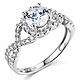 Woven 1.25CT Round-Cut Halo CZ Engagement Ring in 14K White Gold thumb 0