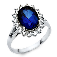 3-CT Blue Oval-Cut Halo CZ Promise Engagement Ring in 14K White Gold