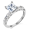 Modern 1.25CT Princess & Side Baguette CZ Engagement Ring in 14K White Gold