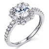 Squared Halo Baguette & 1.25CT Round-Cut CZ Engagement Ring in 14K White Gold