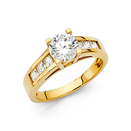 1.25 CT Cathedral Round & Channel Setting CZ Engagement Ring in 14K Yellow Gold