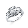 1.25CT Halo Radiant-Cut with Round & Baguette Sides CZ Engagement Ring in 14K White Gold