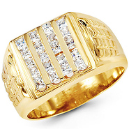 14K Yellow Gold Princess CZ Ring