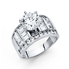 2.75-CT Six-Prong Round-Cut & Baguette Side CZ Wedding Ring in 14K White Gold