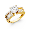 2.75-CT V-Prong Round & Princess-Cut Wedding Ring in 14K Yellow Gold