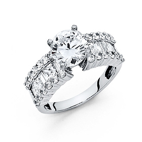 2.75-CT V-Prong Round & Princess-Cut Wedding Ring in 14K White Gold