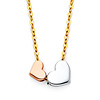 Floating Duo Hearts Pendant Necklace in 14K TriGold
