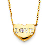 Floating CZ 'LOVE' Heart Necklace in 14K Yellow Gold