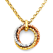 Intertwining Trinity Infinity Ring Necklace in 14K TriGold