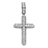 Small Pave Cubic Zirconia Round Cross Pendant in 14K White Gold