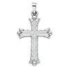 Small Patonce Beaded Cross Pendant in 14K White Gold