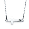 Floating Mini Sideways Cross Necklace with CZ Accent in 14K White Gold