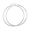 Large Slender Diamond-Cut Hoop Earrings - 14K White Gold 3mm x 2.1 inch