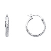 14K White Gold Small Diamond-Cut Thick Hoop Earrings - 3mm x 0.7 inch