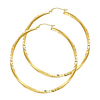 Large Twisted Satin Diamond-Cut Hinge Hoop Earrings - 14K Yellow Gold 2.6mm x 1.7 inch