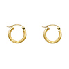 Diamond-Cut Satin Hinge Mini Hoop Earrings - 14K Yellow Gold 2mm x 0.5 inch