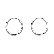Thin Polished Endless Mini Hoop Earrings - 14K White Gold 1mm x 0.4 inch