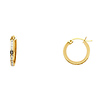 14K Yellow Gold Petite Round CZ Hoop Earrings - 13mm or 0.5 inch