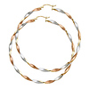 14K Tricolor Gold Extra Large Twisted Hoop Earrings - 3mm x 2.5 inch