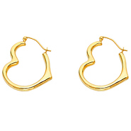 Heart-Shape Petite Hoop Earrings - 14K Yellow Gold