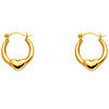 Petite 14K Yellow Gold Heart Hoop Earrings - 7mm or 0.3 inches