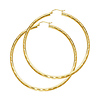 Large Fancy Diamond-Cut Hoop Earrings - 14K Yellow Gold 3mm x 2.1 inch