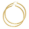 Extra Large Fancy Diamond-Cut Hoop Earrings - 14K Yellow Gold 3mm x 2.5 inch