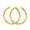 Medium Flat Cubic Zirconia Hoop Earrings - 14K Yellow Gold 3mm x 0.9 inch