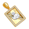 14K Two-Tone Gold CZ St. Jude Medal Pendant