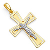 Divine 14K Two-Tone Gold Crucifix Pendant