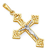 Contemporary 14K Two-Tone Gold Crucifix Pendant