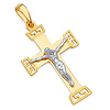 Modern 14K Two-Tone Gold Crucifix Pendant