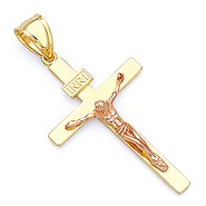 Classic 14K Two-Tone Gold Crucifix Pendant