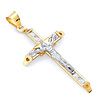 Tapered 14K Two-Tone Gold CZ Crucifix Pendant